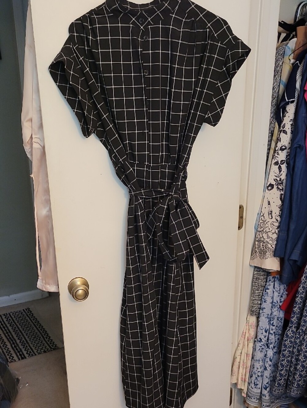 Calvin Klein Black Windowpane Maxi Dress - Picture 2 of 6